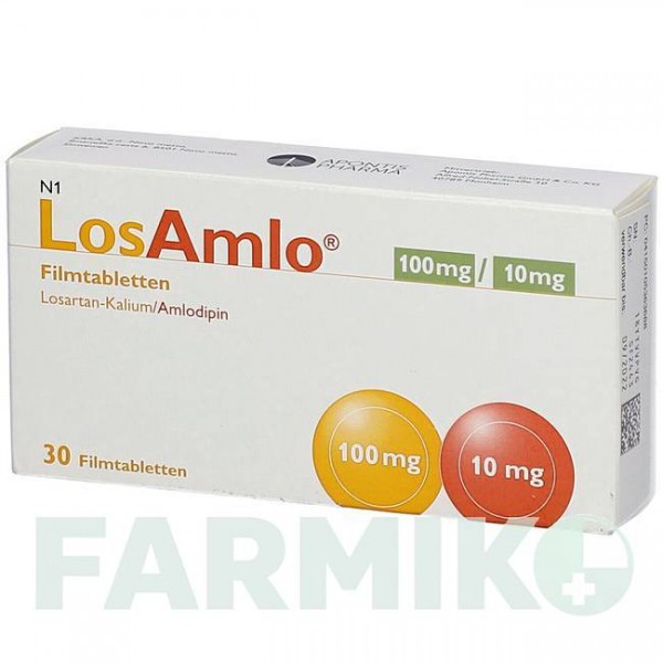ЛОЗАМЛО (LOSAMLO) 100 мг/10 мг таблетки 30 шт - Лозартан, Амлодипін APONTIS PHARMA