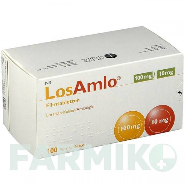 ЛОЗАМЛО (LOSAMLO) 100 мг/10 мг таблетки 100 шт - Лозартан, Амлодипин APONTIS PHARMA