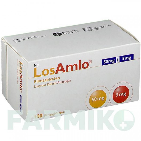 ЛОЗАМЛО (LOSAMLO) 50 мг/5 мг таблетки 100 шт - Лозартан, Амлодипін APONTIS PHARMA