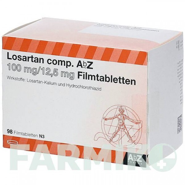 ЛОЗАРТАН (LOSARTAN) 100/12,5 мг таблетки 56 шт - Лозартан, Гідрохлоротіазид ABZ PHARMA