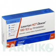 ЛОЗАРТАН (LOSARTAN) 100/12,5 мг таблетки 56 шт - Лозартан, Гидрохлоротиазид DEXCEL PHARMA