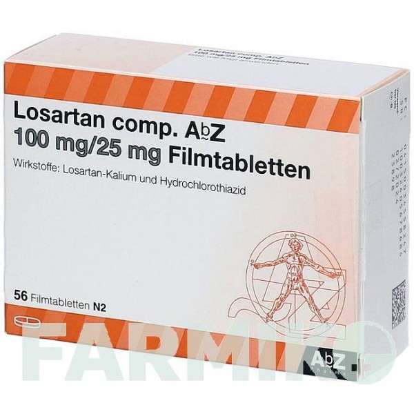 ЛОЗАРТАН (LOSARTAN) 100/25 мг таблетки 56 шт - Лозартан, Гидрохлоротиазид ABZ PHARMA