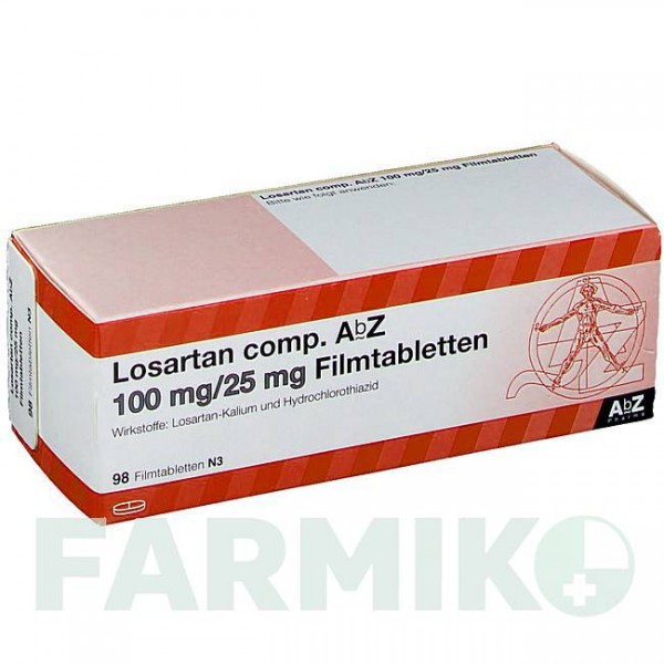 ЛОЗАРТАН (LOSARTAN) 100/25 мг таблетки 98 шт - Лозартан, Гидрохлоротиазид ABZ PHARMA