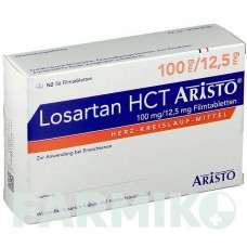 ЛОЗАРТАН (LOSARTAN) 100 мг/12,5 мг таблетки 56 шт - Лозартан, Гидрохлоротиазид ARISTO PHARMA