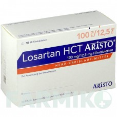 ЛОЗАРТАН (LOSARTAN) 100 мг/12,5 мг таблетки 98 шт - Лозартан, Гидрохлоротиазид ARISTO PHARMA