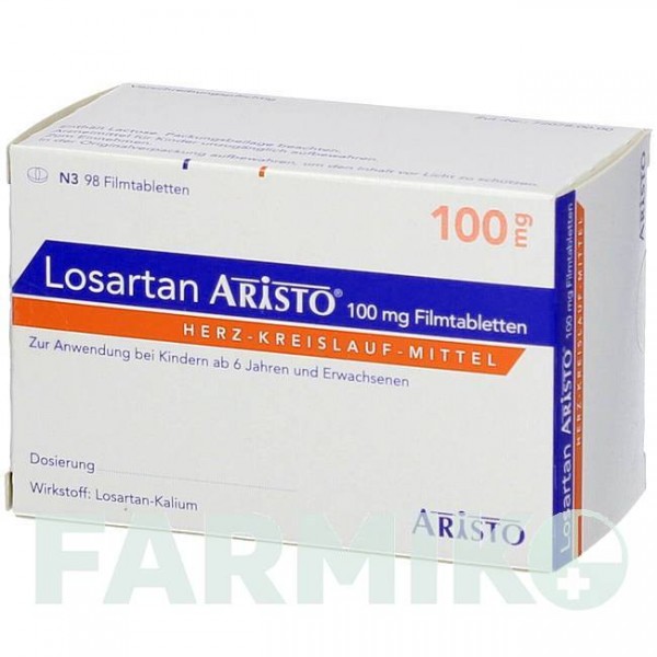 ЛОЗАРТАН (LOSARTAN) 100 мг таблетки 28 шт - Лозартан ARISTO PHARMA