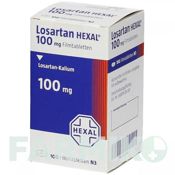 ЛОЗАРТАН (LOSARTAN) 100 мг таблетки 100 шт - Лозартан HEXAL