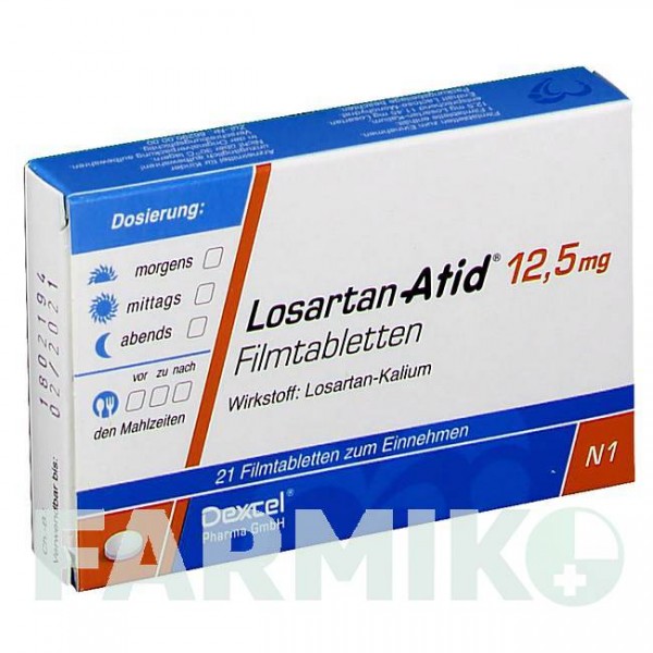 ЛОЗАРТАН (LOSARTAN) 12,5 мг таблетки 21 шт - Лозартан DEXCEL PHARMA
