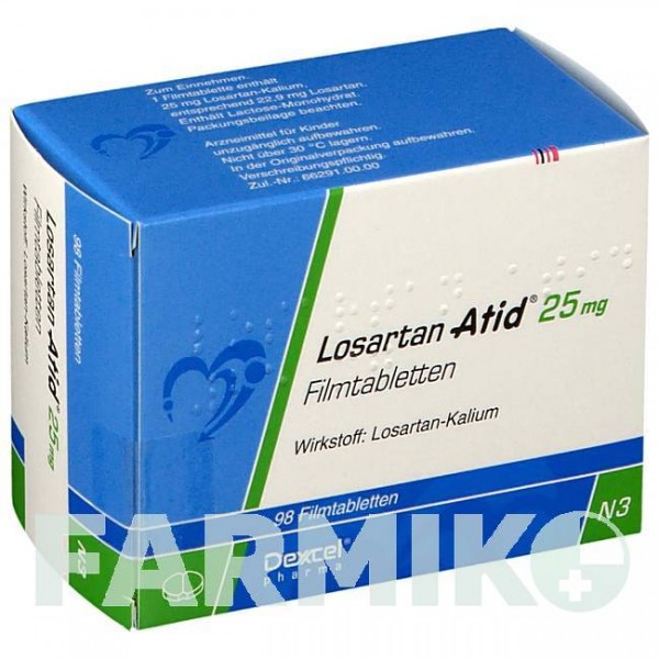 ЛОЗАРТАН (LOSARTAN) 25 мг таблетки 98 шт - Лозартан DEXCEL PHARMA
