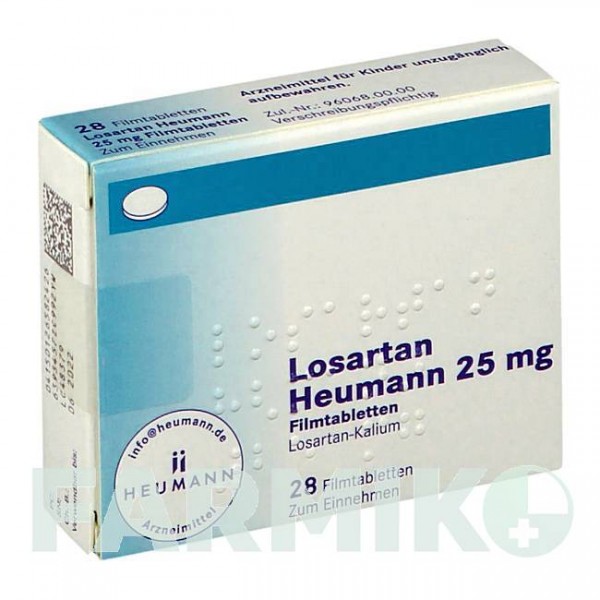 ЛОЗАРТАН (LOSARTAN) 25 мг таблетки 28 шт - Лозартан HEUMANN PHARMA