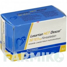 ЛОЗАРТАН (LOSARTAN) 50/12,5 мг таблетки 28 шт - Лозартан, Гидрохлоротиазид DEXCEL PHARMA