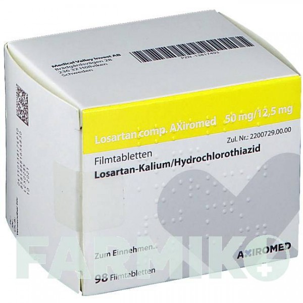 ЛОЗАРТАН (LOSARTAN) 50 мг/12,5 мг таблетки 98 шт - Лозартан, Гидрохлоротиазид MEDICAL VALLEY INVEST