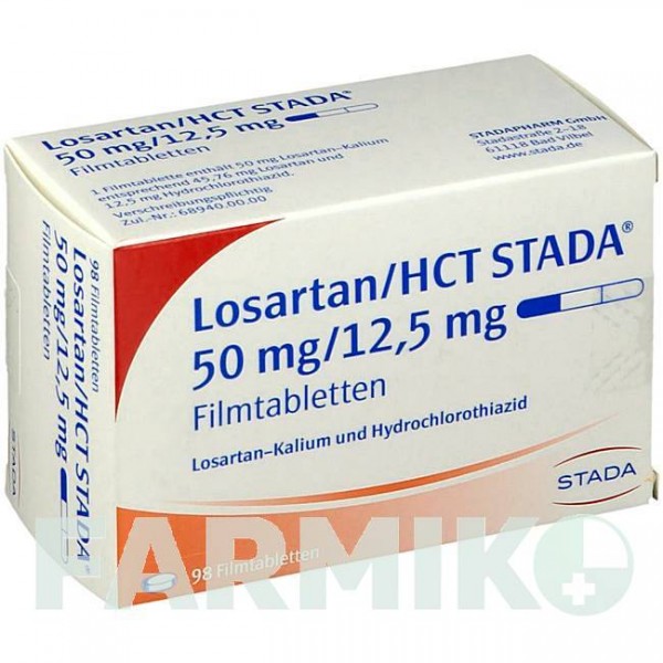 ЛОЗАРТАН (LOSARTAN) 50 мг/12,5 мг таблетки 98 шт - Лозартан, Гидрохлоротиазид STADAPHARM