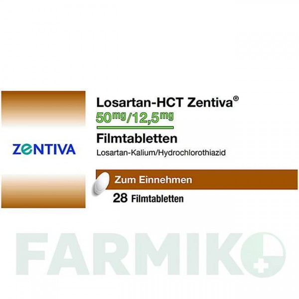 ЛОЗАРТАН (LOSARTAN) 50 мг/12,5 мг таблетки 28 шт - Лозартан, Гидрохлоротиазид ZENTIVA