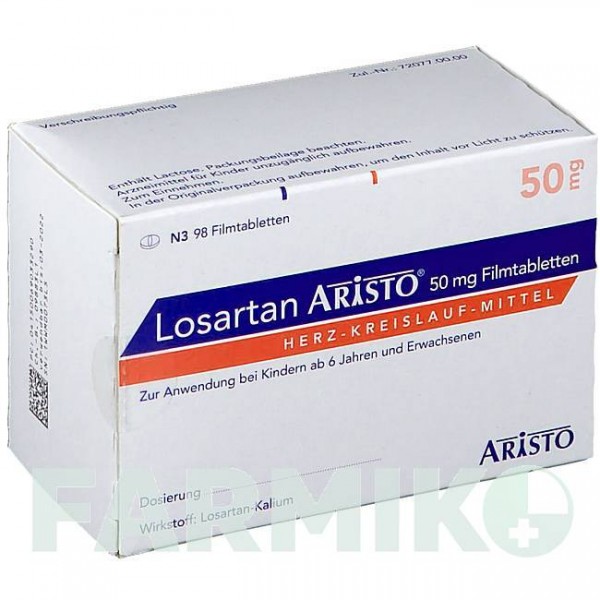 ЛОЗАРТАН (LOSARTAN) 50 мг таблетки 98 шт - Лозартан ARISTO PHARMA
