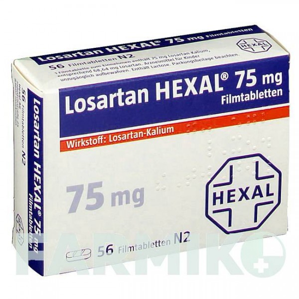 ЛОЗАРТАН (LOSARTAN) 75 мг таблетки 56 шт - Лозартан HEXAL