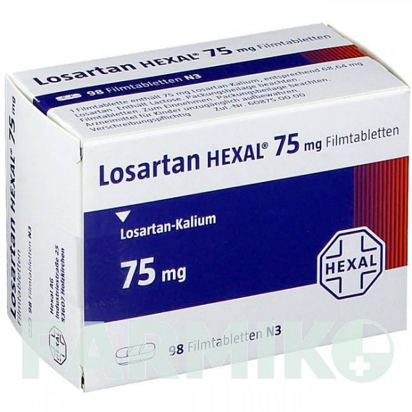 ЛОЗАРТАН (LOSARTAN) 75 мг таблетки 98 шт - Лозартан HEXAL