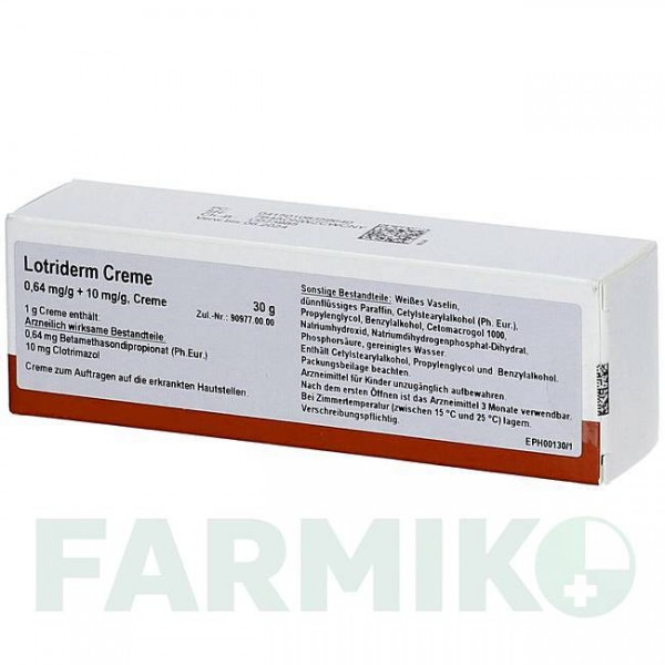 ЛОТРИДЕРМ (LOTRIDERM) крем 60 г - Імідазол-триазол, Кортикостероїд EUROPEAN PHARMA