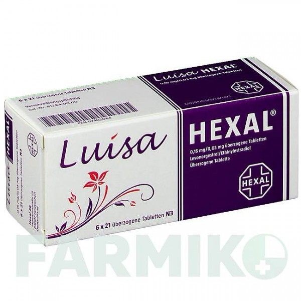 ЛУІЗА (LUISA) 0,15 мг/0,03 мг таблетки 6x21 шт - Левоноргестрел, Етинілестрадіол HEXAL