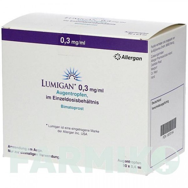 ЛУМИГАН (LUMIGAN) 0,3 мг/мл капли 90x0,4 мл - Биматопрост KOHLPHARMA
