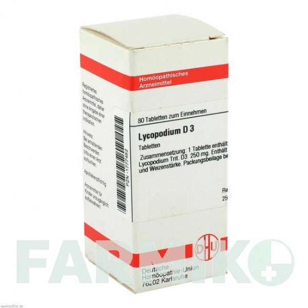 ЛИКОПОДИУМ (LYCOPODIUM) D 3 таблетки 80 шт - Гомеопатия DHU