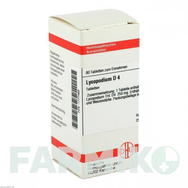 ЛИКОПОДИУМ (LYCOPODIUM) D 4 таблетки 80 шт - Гомеопатия DHU
