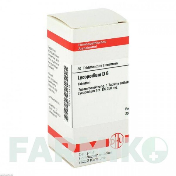 ЛИКОПОДИУМ (LYCOPODIUM) D 6 таблетки 80 шт - Гомеопатия DHU