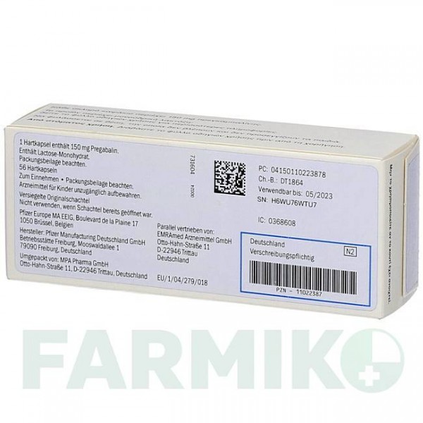 ЛИРИКА (LYRICA) 150 мг капсулы 56 шт - Прегабалин EMRA-MED