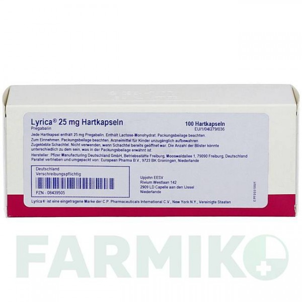 ЛИРИКА (LYRICA) 25 мг капсулы 100 шт - Прегабалин EUROPEAN PHARMA