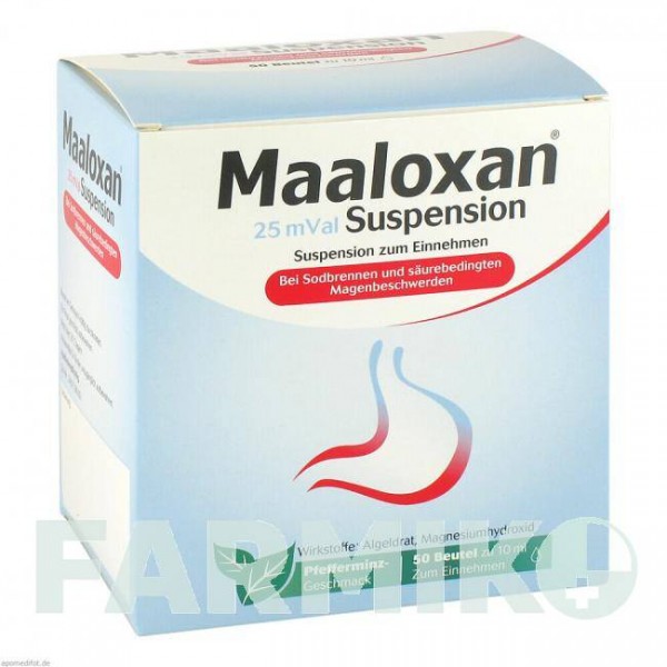МААЛОКСАН (MAALOXAN) 25 суспензія 50x10 мл - Оксид алюмінію, Магнію гідроксид A.NATTERMANN & CIE