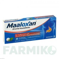 МААЛОКСАН (MAALOXAN) 25 таблетки 20 шт - Оксид алюминия, Магния гидроксид A.NATTERMANN & CIE