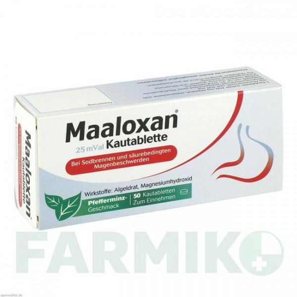 МААЛОКСАН (MAALOXAN) 25 таблетки 50 шт - Оксид алюминия, Магния гидроксид A.NATTERMANN & CIE