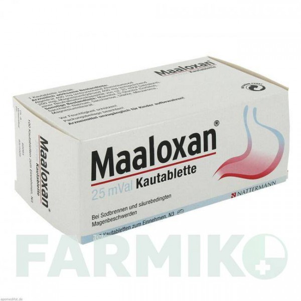 МААЛОКСАН (MAALOXAN) 25 таблетки 100 шт - Оксид алюминия, Магния гидроксид A.NATTERMANN & CIE