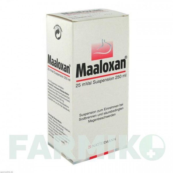 МААЛОКСАН (MAALOXAN) 25 суспензия 250 мл - Оксид алюминия, Магния гидроксид A.NATTERMANN & CIE