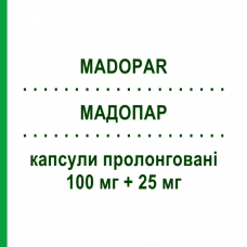 МАДОПАР (MADOPAR) 100 мг + 25 мг капсулы пролонгированные 30 шт - Леводопа, Ингибитор декарбоксилазы ROCHE