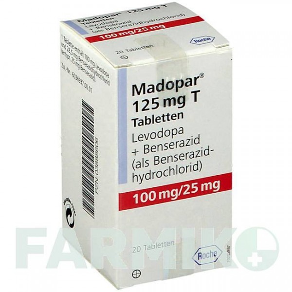 МАДОПАР (MADOPAR) 125 таблетки 20 шт - Леводопа, Бенсеразид ROCHE