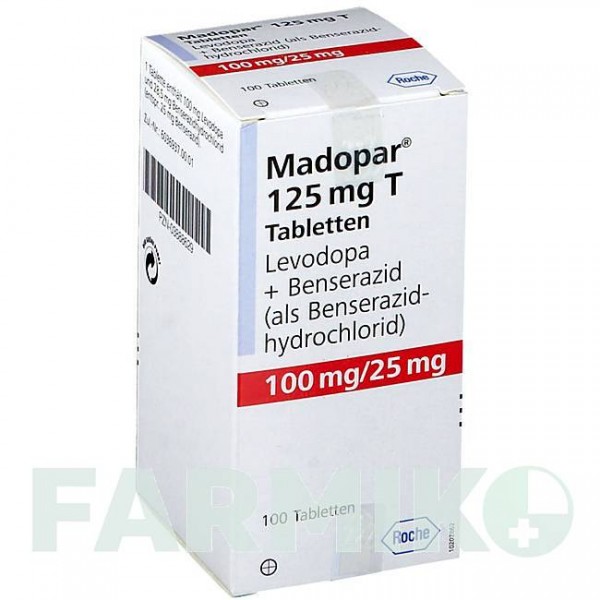 МАДОПАР (MADOPAR) 125 таблетки 100 шт - Леводопа, Бенсеразид ROCHE