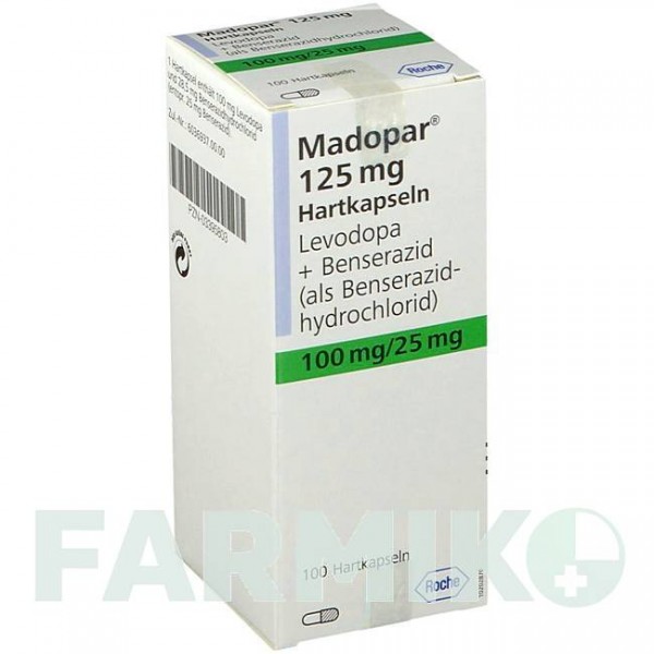 МАДОПАР (MADOPAR) 125 капсули 100 шт - Леводопа, Бенсеразид ROCHE