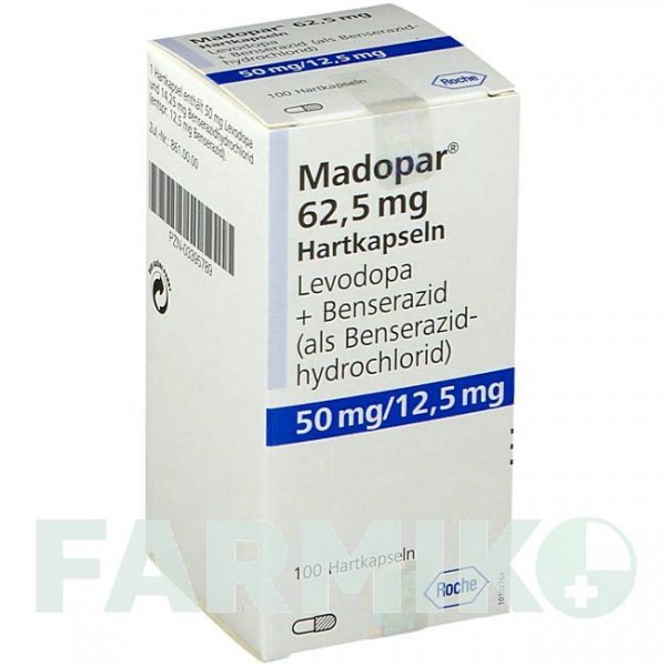 МАДОПАР (MADOPAR) 62,5 капсулы 100 шт - Леводопа, Бенсеразид ROCHE
