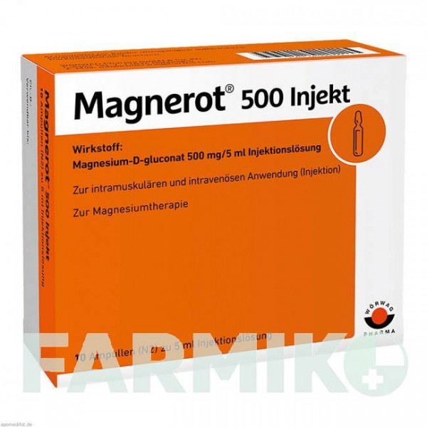 МАГНЕРОТ (MAGNEROT) 500 ампулы 10x5 мл - Магния глюконат WORWAG PHARMA