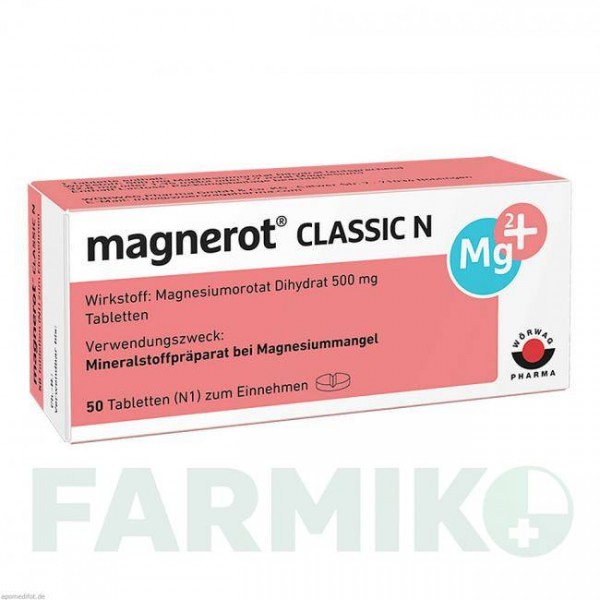 МАГНЕРОТ КЛАСИК (MAGNEROT CLASSIC) таблетки 50 шт - Магнію оротат WORWAG PHARMA