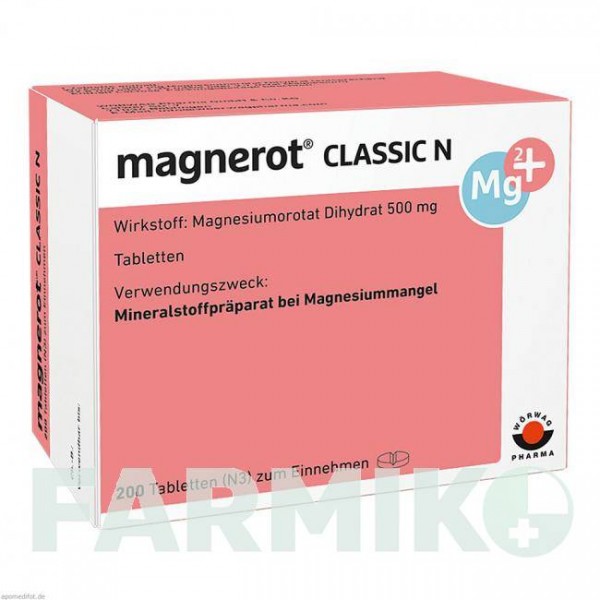 МАГНЕРОТ КЛАССИК (MAGNEROT CLASSIC) таблетки 200 шт - Магния оротат WORWAG PHARMA