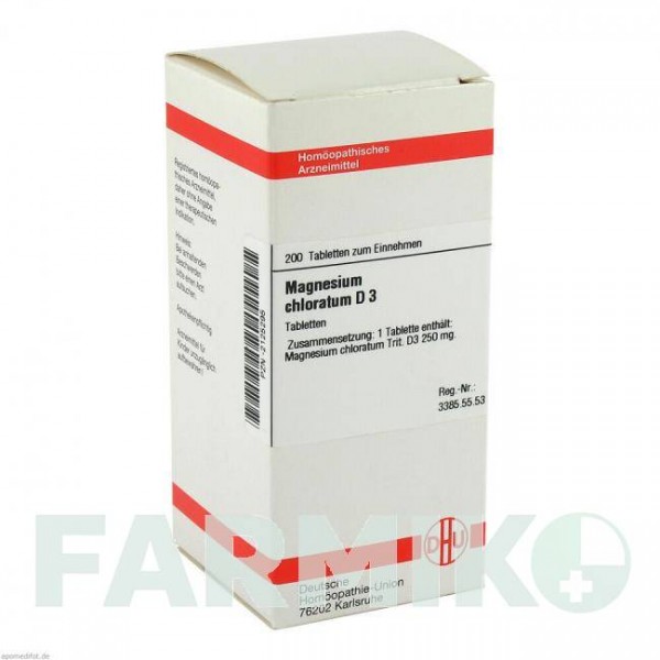 МАГНЕЗИУМ ХЛОРАТУМ (MAGNESIUM CHLORATUM) D 3 таблетки 200 шт - Гомеопатия DHU