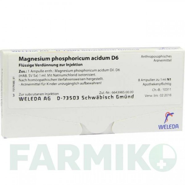 МАГНЕЗІУМ ФОСФОРИКУМ (MAGNESIUM PHOSPHORICUM) D 6 ампули 8x1 мл - Гомеопатія WELEDA