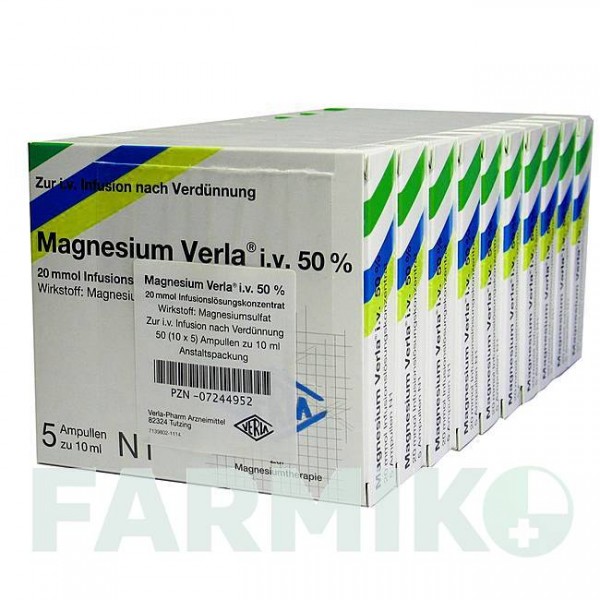 МАГНЕЗІУМ ВЕРЛА (MAGNESIUM VERLA) 50% концентрат 10x5 шт - Магнію сульфат VERLA-PHARM