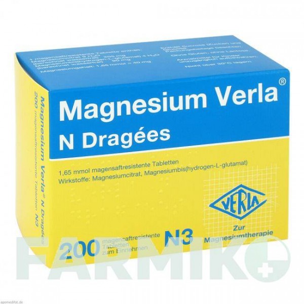 МАГНЕЗИУМ ВЕРЛА (MAGNESIUM VERLA) таблетки 200 шт - Магния соли VERLA-PHARM