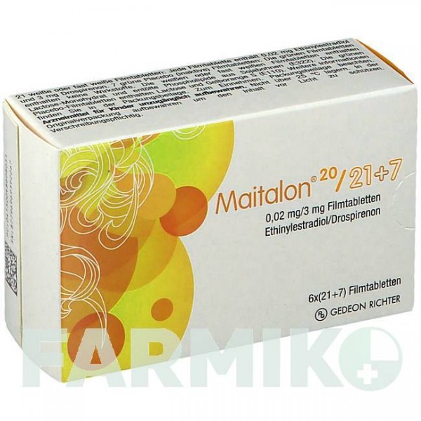 МАЙТАЛОН (MAITALON) 20/21 + 0,02 мг/3 мг таблетки 6x28 шт - Дроспіренон, Етинілестрадіол GEDEON RICHTER