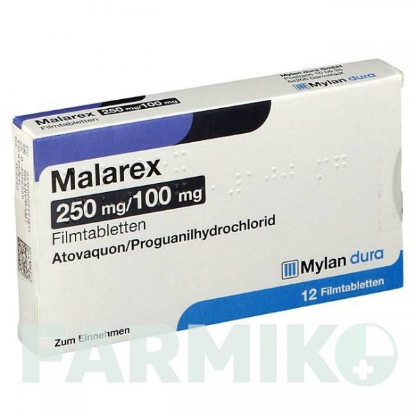 МАЛАРЕКС (MALAREX) 250 мг/100 мг таблетки 12 шт - Прогуанил, Атоваквон VIATRIS