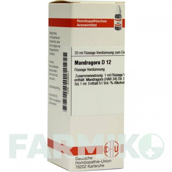 МАНДРАГОРА (MANDRAGORA) D 12 раствор 20 мл - Гомеопатия DHU