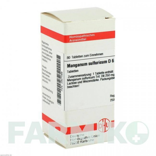 МАНГАНУМ СУЛЬФУРИКУМ (MANGANUM SULFURICUM) D 6 таблетки 80 шт - Гомеопатия DHU